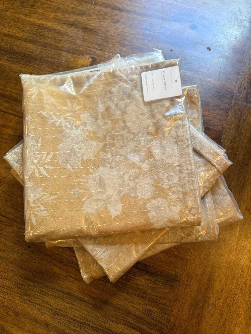 Pottery Barn - Zenia Floral quilted Pillow Cover in Gold 22 x 22 (4 covers)